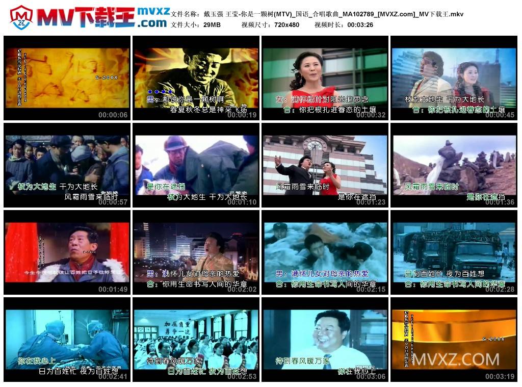 戴玉强 王莹-你是一颗树(MTV)_国语_合唱歌曲_MA102789
